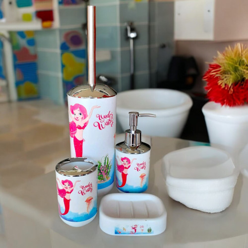 Bathroom Accessory Set 4 Pieces,Soap Tumbler Dispenser Toilet brush ,