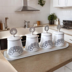 5 pcs, otantik bonbonnière, porcelain white and silver