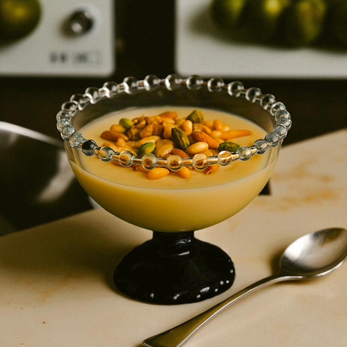 6pcs Transparent and Black Bubble Glass Bowl | Modern & Stylish Serving Bowls