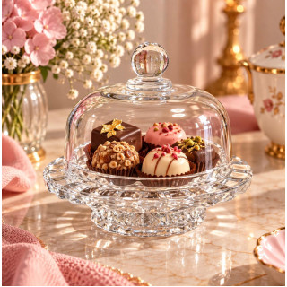 1 Pc Glass Bowl with Lid and Saucer - Stylish and Functional Kitchenware
