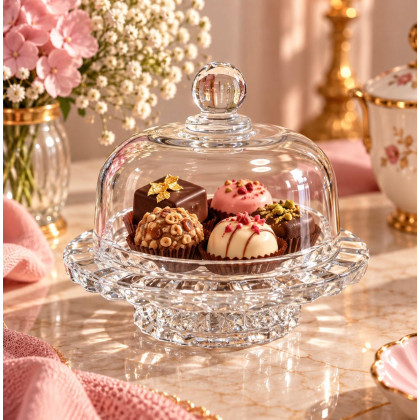 1 Pc Glass Bowl with Lid and Saucer - Stylish and Functional Kitchenware