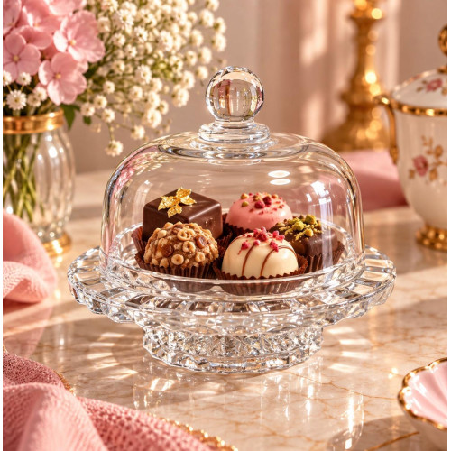 1 Pc Glass Bowl with Lid and Saucer - Stylish and Functional Kitchenware