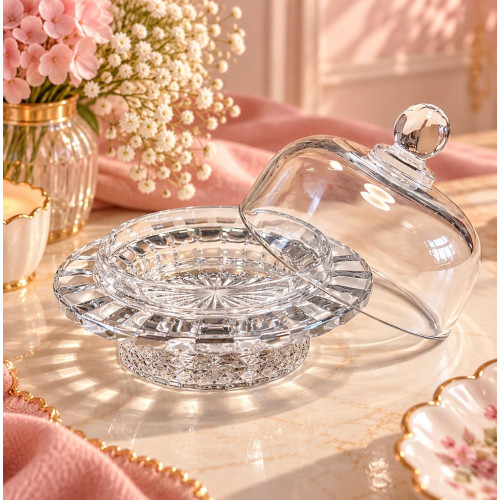 1 Pc Glass Bowl with Lid and Saucer - Stylish and Functional Kitchenware