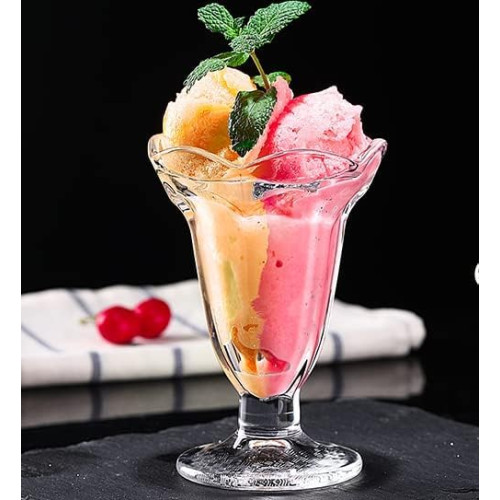 6 pcs Ice Cream Glass Cups | Tulip Sundae Cups, 6.3 Oz Vintage Dessert Bowls