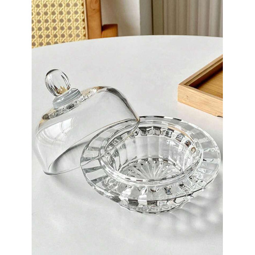 1 Pc Glass Bowl with Lid and Saucer - Stylish and Functional Kitchenware