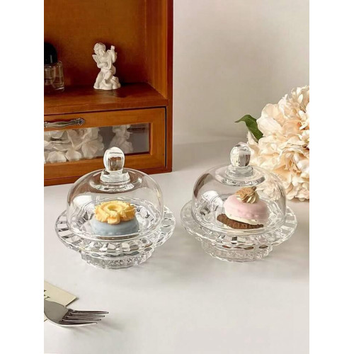 1 Pc Glass Bowl with Lid and Saucer - Stylish and Functional Kitchenware