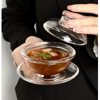 1 Pc Glass Bowl with Lid and Saucer - Stylish and Functional Kitchenware