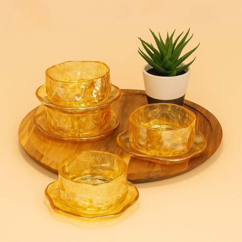 High Quality Glassware Set – 6 Bowls & 6 Saucers
