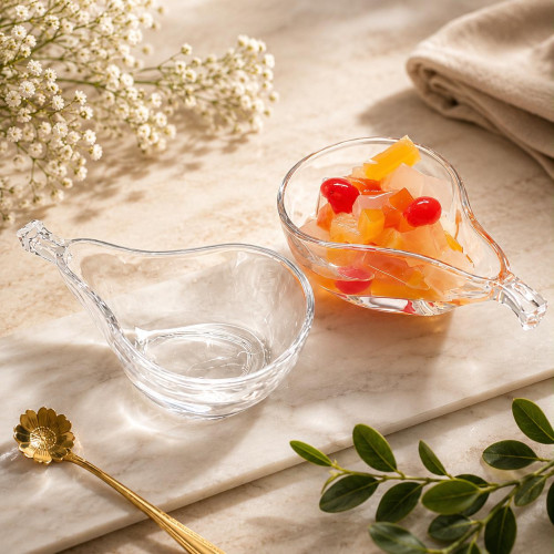Pear-Shaped Clear Glass Serving Bowls – 6 Pieces
