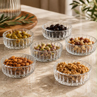 Ribbed Glass Snack Bowls – 6 Pieces