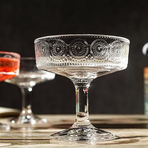 6pcs Glass Cup Sunflower Design | Cheerful and vintage Drinkware