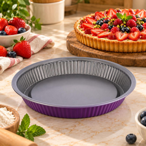 Tantitoni Purple Deep-Based Pie Mold - 28 cm,  Baking Pastry Tools Quality Mold