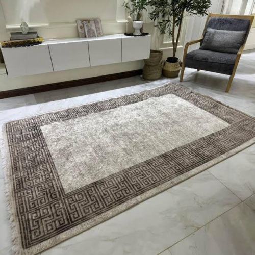 Brillant Beige and Brown Latex Leather Base Carpet 180*120