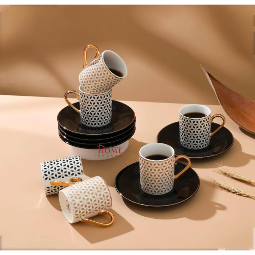 Luxury Black and Gold Coffee Set - Elegant Cups with Saucers Luxury Black and Gold Coffee Set - Elegant Cups with Saucers