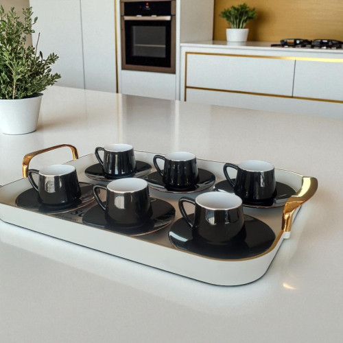 Stylish Black and Gold Coffee Cups Set (12pcs)