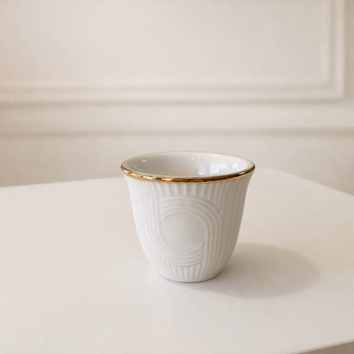 Phoenix White and Gold Arabic Coffee Set – 12 Pieces