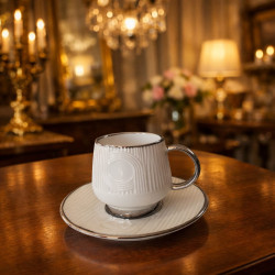 Phoenix White and Silver Coffee Set – 6 Pieces