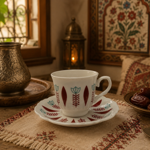 Traditional Coffee Cups Set – 12 Cups & 12 Saucers