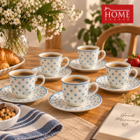Stylish Coffee Cups with Matching Saucers – 24 Pieces