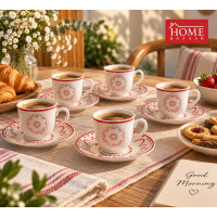 12-Piece Coffee Cup Set with 12 Matching Saucers