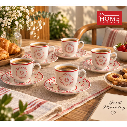 12-Piece Coffee Cup Set with 12 Matching Saucers