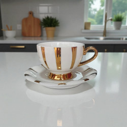 12-pcs,coffee set, white and gold (6 cups,6 saucers)
