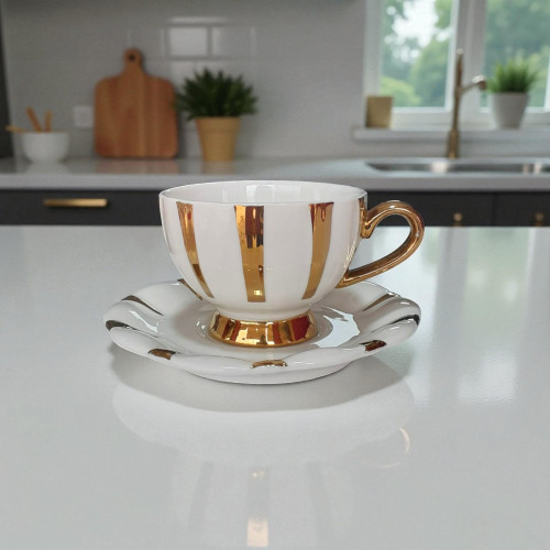 12-pcs,coffee set, white and gold (6 cups,6 saucers)