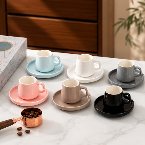 Colorful Coffee Cups Set – 12 Cups & 12 Saucers