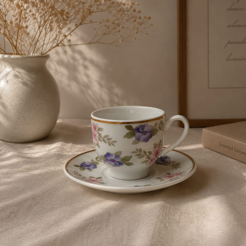 Floral Coffee Cups Set – 12 Cups & 12 Saucers