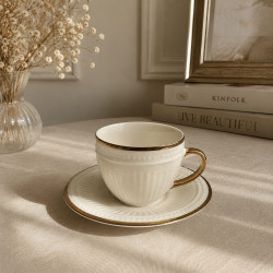 Gold Line Coffee Cup & Saucer Set – 24 Pieces
