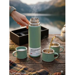 Green Vacuum Bottle Set – 500 ml with 3 Cups