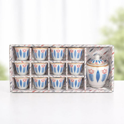 Traditional Chaffee Cups With Sugar Bowl – 13 Pieces