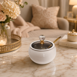 White Sugar Bowl | Elegant Sugar Serving Bowl