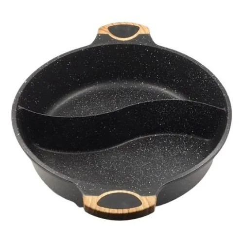 Maifan Stone Hot Pot with Divider – 28cm