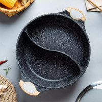 Maifan Stone Hot Pot with Divider – 28cm