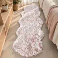 Fluffy Scalloped Faux Fur Runner Rug 60 × 180 cm