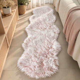 Fluffy Scalloped Faux Fur Runner Rug 60 × 180 cm