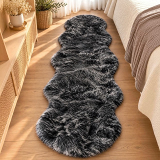 Fluffy Scalloped Faux Fur Runner Rug 60 × 180 cm