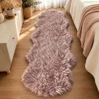 Fluffy Scalloped Faux Fur Runner Rug 60 × 180 cm