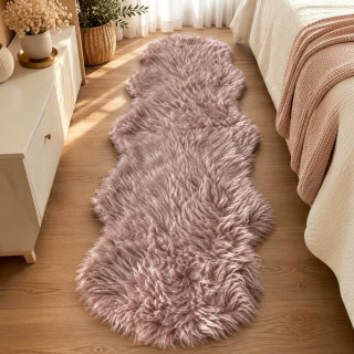 Fluffy Scalloped Faux Fur Runner Rug 60 × 180 cm