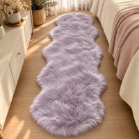 Fluffy Scalloped Faux Fur Runner Rug 60 × 180 cm