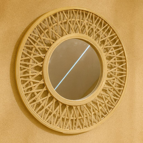 Straw Wall Mirror – 55 cm Natural Decorative Mirror