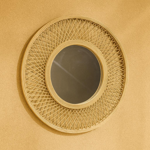 Straw Wall Mirror – 55 cm Natural Decorative Mirror