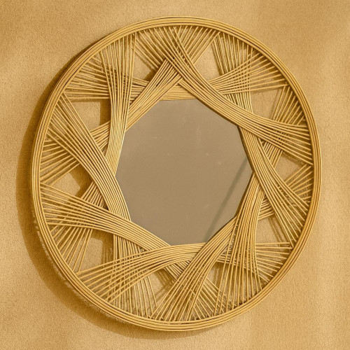 Straw Wall Mirror – 55 cm Natural Decorative Mirror
