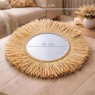 Straw Wall Mirror – 60 cm Natural Decorative Mirror