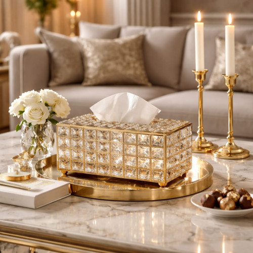 Crystal Tissue Box Holder | Elegant Tissue Organizer
