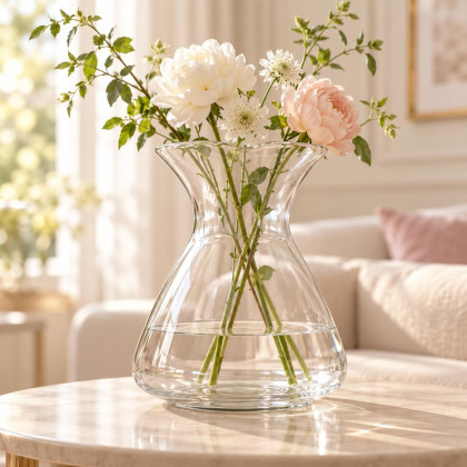 Crystal Premium Vase – Transparent Decorative Glass Vase (18×15 cm)