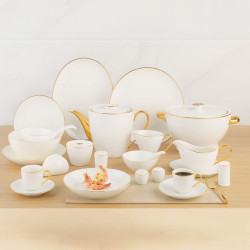 167 Pieces White and Gold Dinner Set