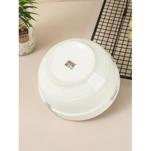 White Porcelain Bowl With Feather Design 18cm