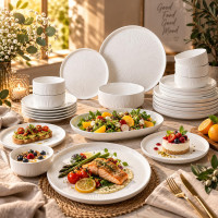 Elegant White Dinnerware Set 26 Pcs